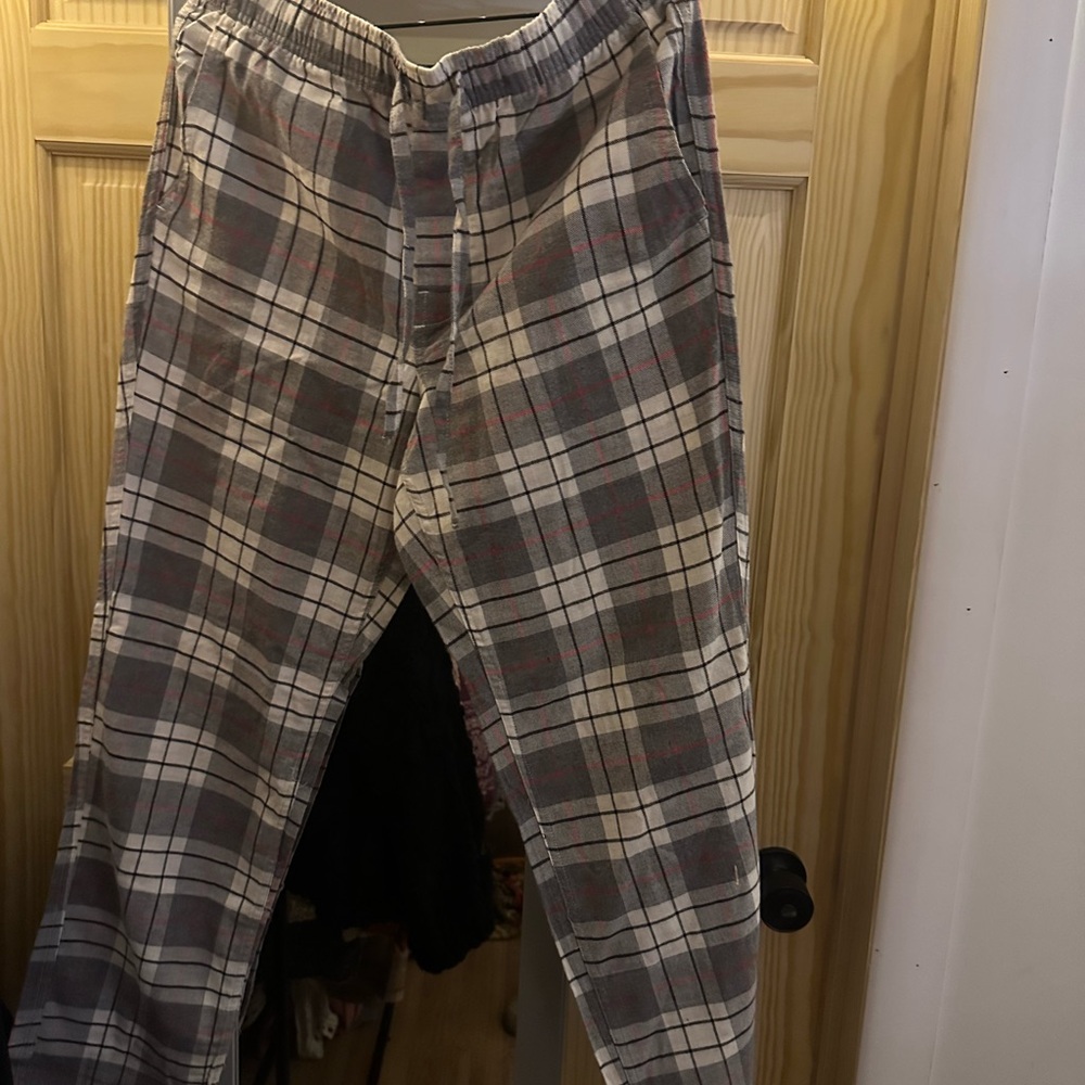 J. Crew Gray and Red Plaid Joggers